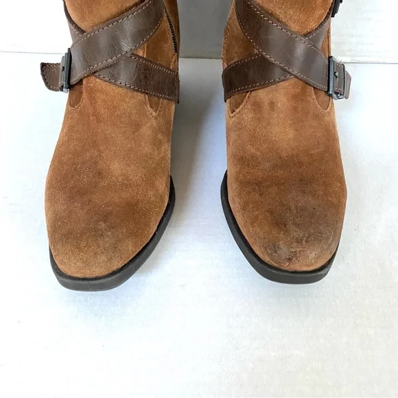 Bøc Dakota brown distressed strap suede tall riding boot Sz 8 - Picture 4 of 12